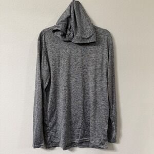 Real Essentials Mens Gray Active Hooded Performance Shirt Long Sleeve Large